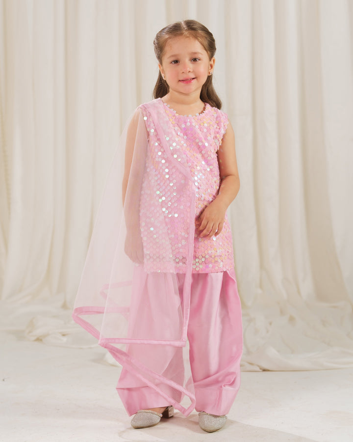 Sprinkles Girls RTW Embossed Net 2 Piece Suit Rosette Glow Festive Collection
