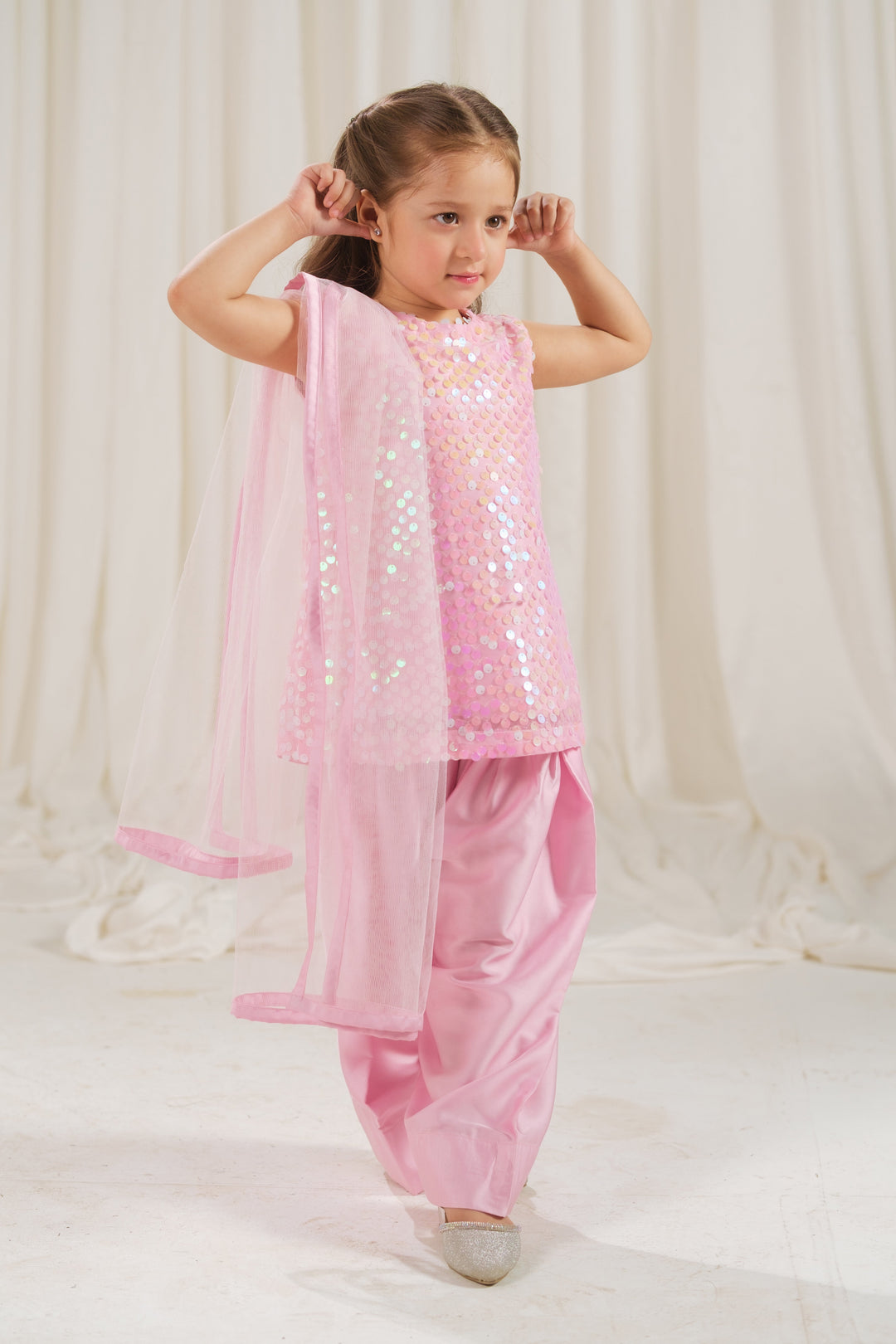 Sprinkles Girls RTW Embossed Net 2 Piece Suit Rosette Glow Festive Collection