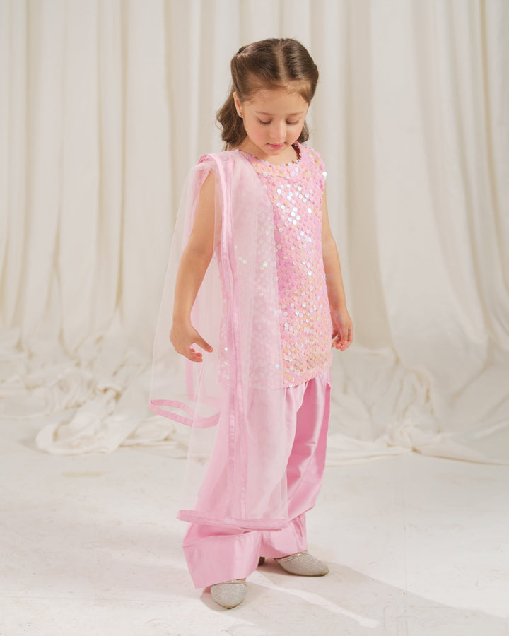 Sprinkles Girls RTW Embossed Net 2 Piece Suit Rosette Glow Festive Collection
