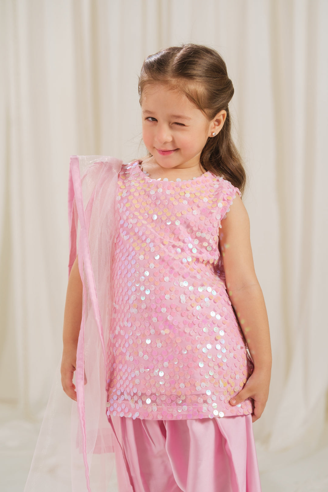 Sprinkles Girls RTW Embossed Net 2 Piece Suit Rosette Glow Festive Collection