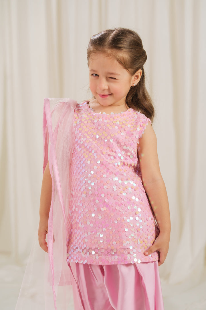 Sprinkles Girls RTW Embossed Net 2 Piece Suit Rosette Glow Festive Collection