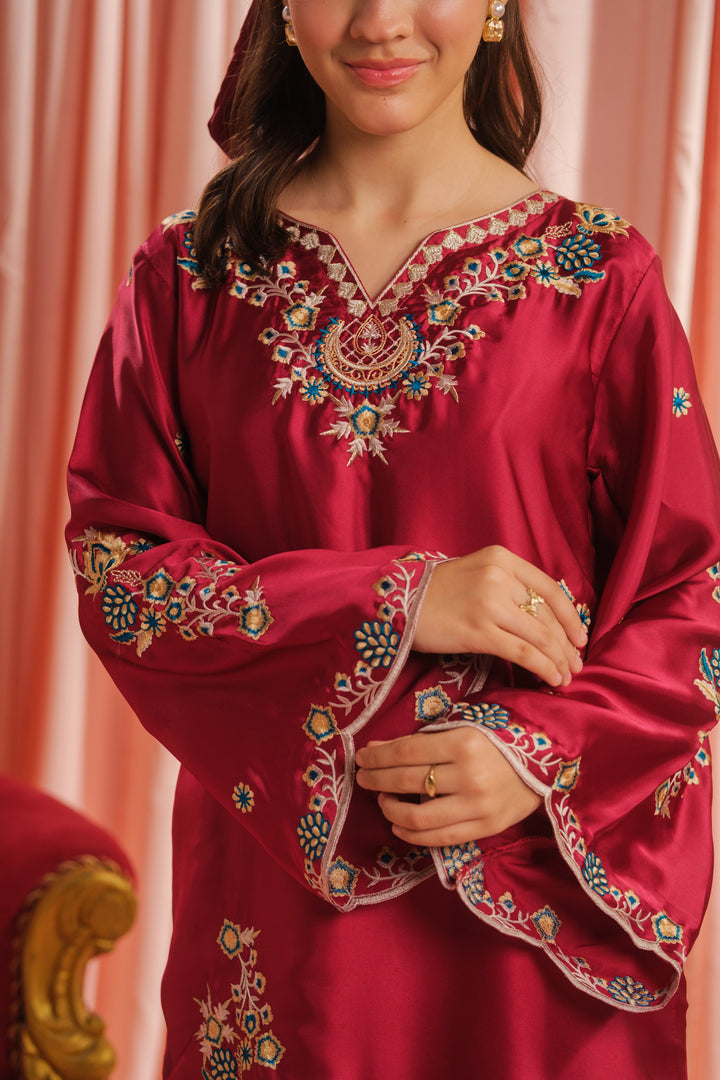 Sprinkles Girls RTW Embroidered Silk 1 Piece Suit Crimson Majesty Festive Collection