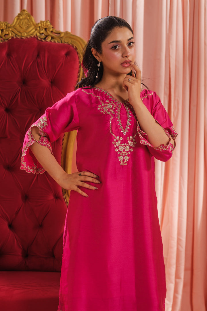 Sprinkles Girls RTW Embroidered Silk 1 Piece Suit Fuchsia Elegance Festive Collection