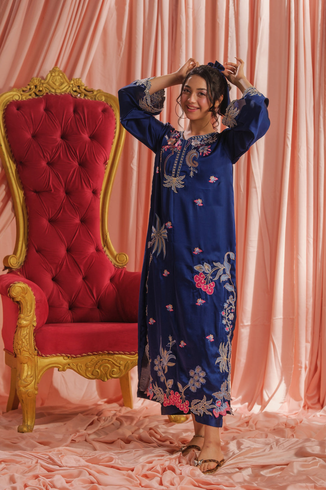 Sprinkles Girls RTW Embroidered Silk 1 Piece Suit Ocean Bloom Festive Collection