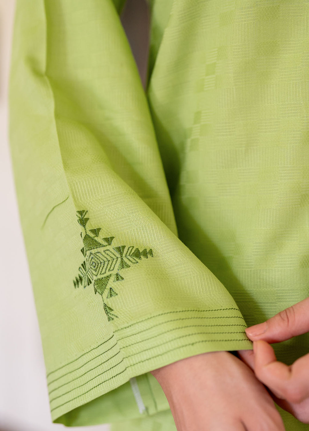 Pret Essentials by Sahar Womens Pret Embroidered Jacquard 2 Piece Suit SSDJ-RK-V2-01 Celadon bliss