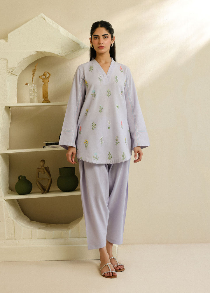 Pret Essentials by Sahar Womens Pret Embroidered Jacquard 2 Piece Suit SSSJE-ZH-02 Iris Glow