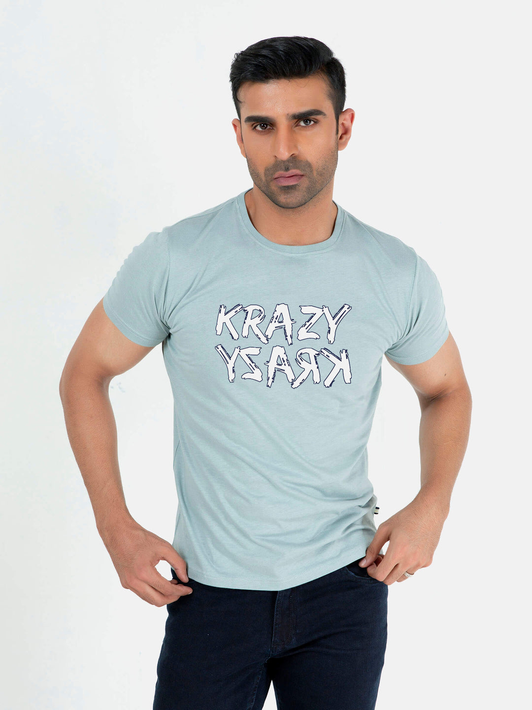 Brumano Mens T-Shirt RTW Solids Cotton Sage Green Graphic Casual Collection