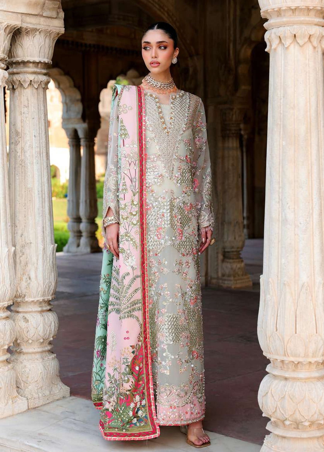 Saira Shakira Unstitched Embroidered Organza 3 Piece Suit SSR26UW Camellia - Wedding Collection