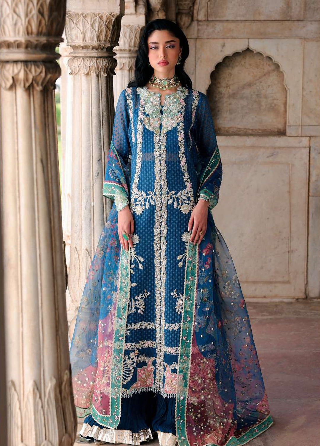 Saira Shakira Unstitched Embroidered Organza 3 Piece Suit SSR26UW Iris - Wedding Collection