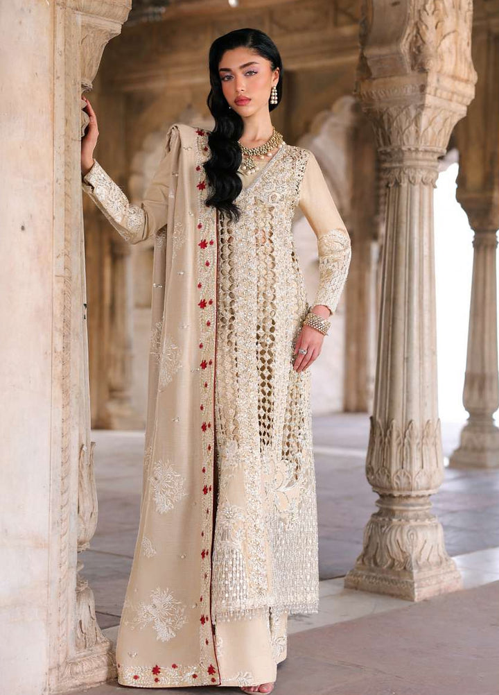 Saira Shakira Unstitched Embroidered Korean Silk 3 Piece Suit SSR26UW Rose - Wedding Collection