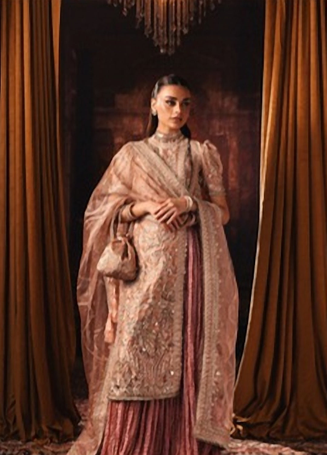 Lamore by Sardinia Unstitched Hand work Zari Tissue 3 Piece Suit SR26ULW Rose Regin 1902 - Wedding Collection