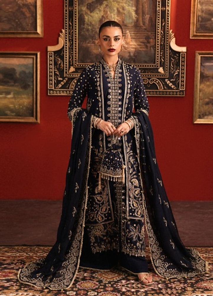 Lamore by Sardinia Unstitched Hand work Silk 3 Piece Suit SR26ULW Regal Navy 1904 - Wedding Collection