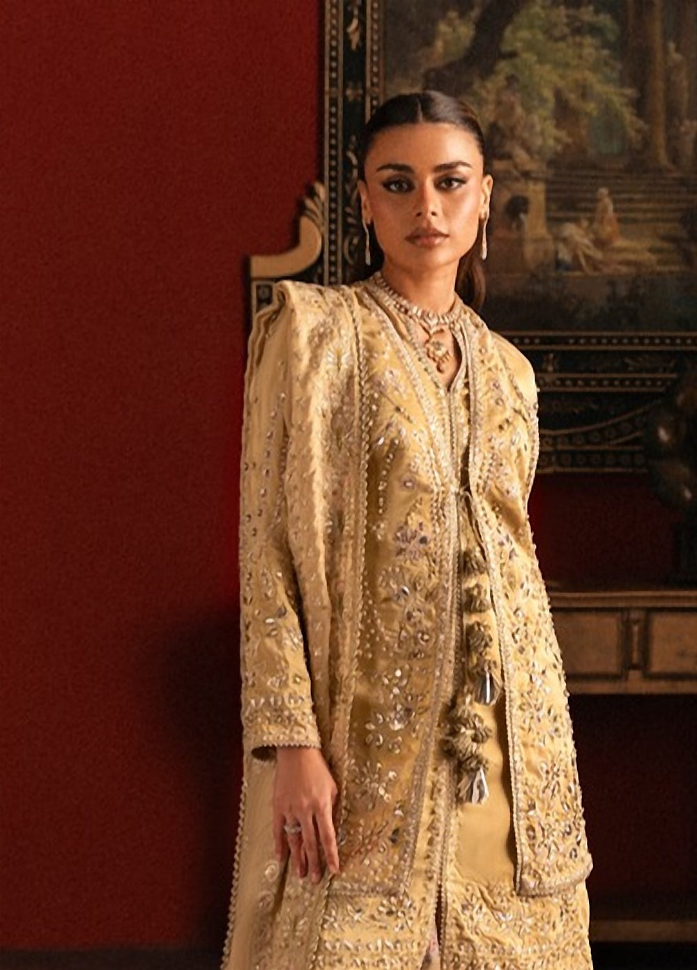 Lamore by Sardinia Unstitched Hand work Silk 3 Piece Suit SR26ULW Amber Crown 1905 - Wedding Collection