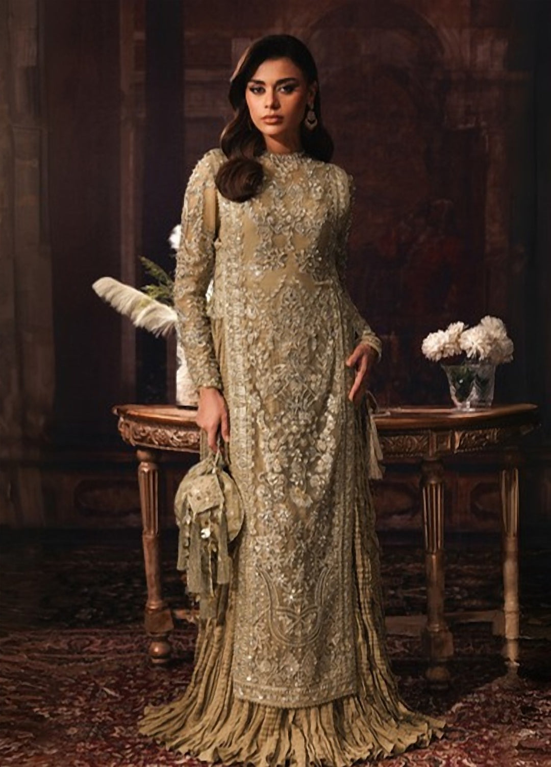 Lamore by Sardinia Unstitched Hand work Net 3 Piece Suit SR26ULW Golden Hour 1906 - Wedding Collection