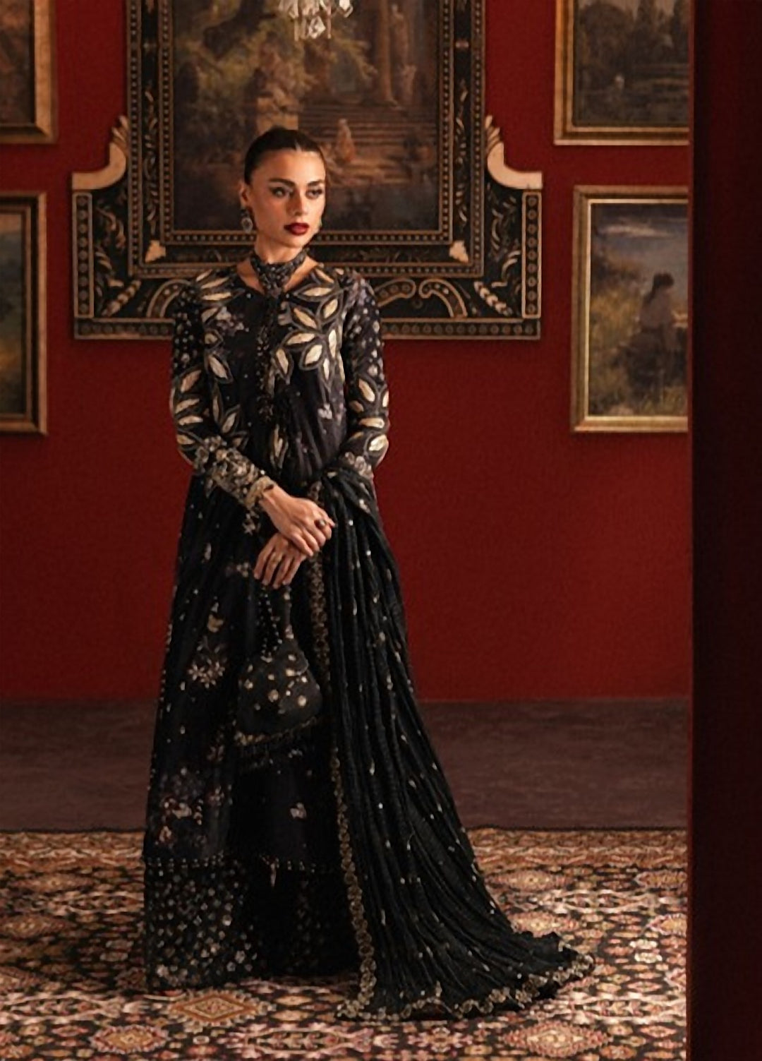 Lamore by Sardinia Unstitched Hand work Velvet 3 Piece Suit SR26ULW Midnight Majest 1907 - Wedding Collection