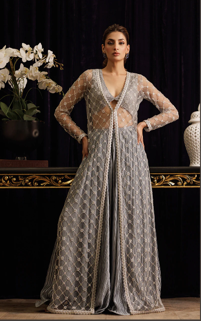 Thread and Motifs Pret Embroidered Net 3 Piece 9496