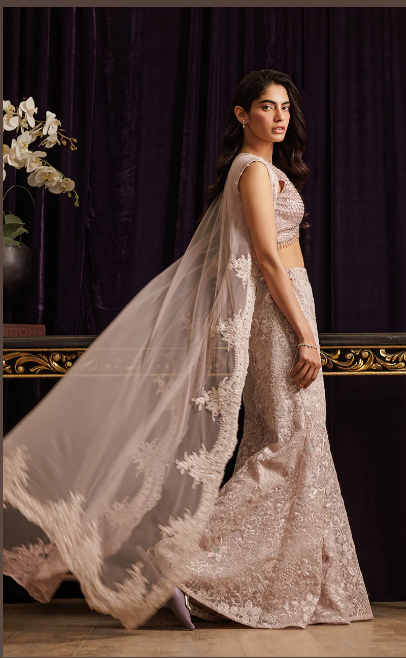 Thread and Motifs Pret Embroidered Net 3 Piece 9374