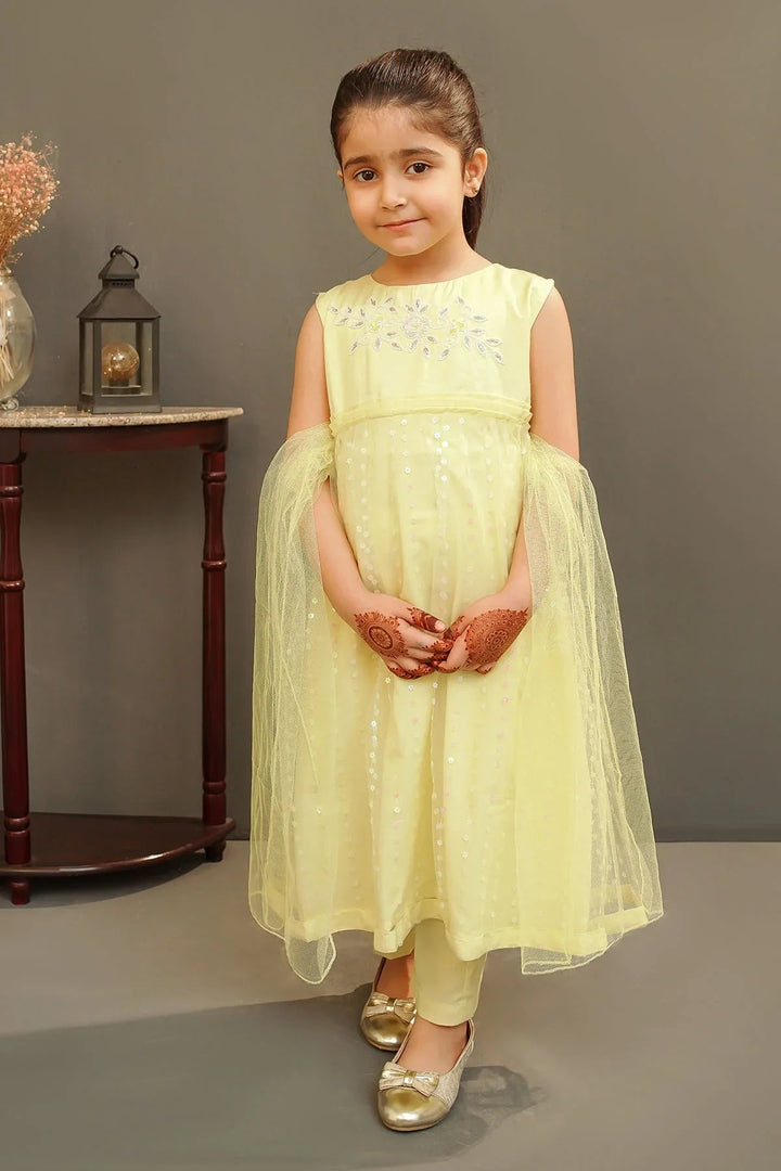 Ochre Girls Pret  Sequence Net Hand Adda Work 3 Piece Suit MAX-22 - Summer Collection