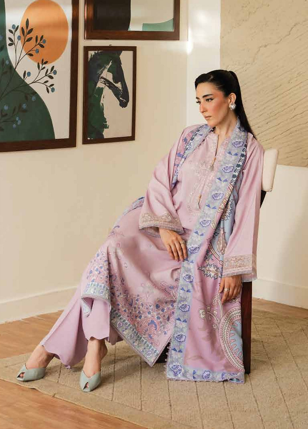 Bellini by Seran Unstitched Embroidered Viscose 3 Piece Suit SN26UBW Elaris D-02 - Winter Collection