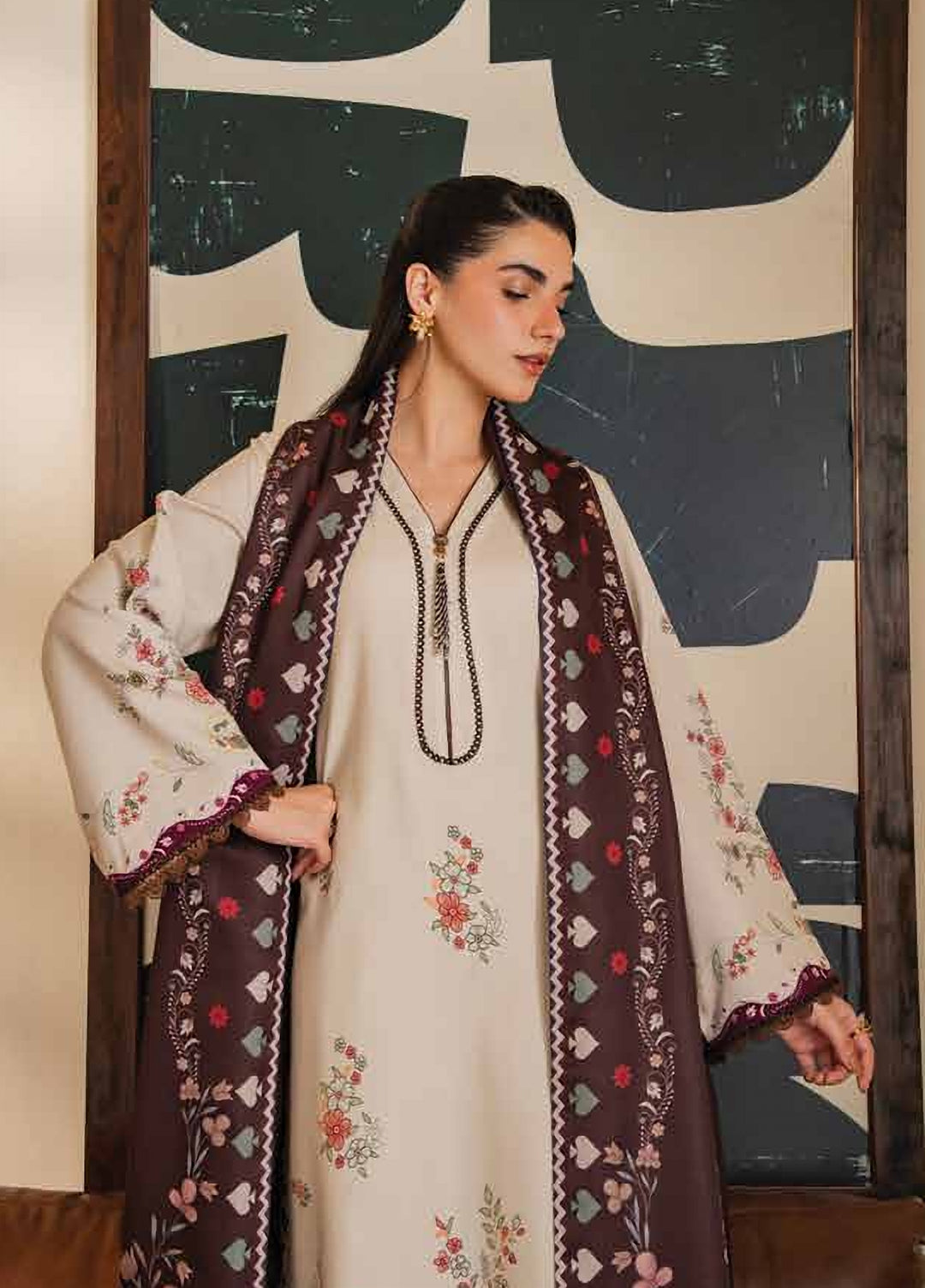 Bellini by Seran Unstitched Printed Viscose 3 Piece Suit SN26UBW EVARA D-08 - Winter Collection