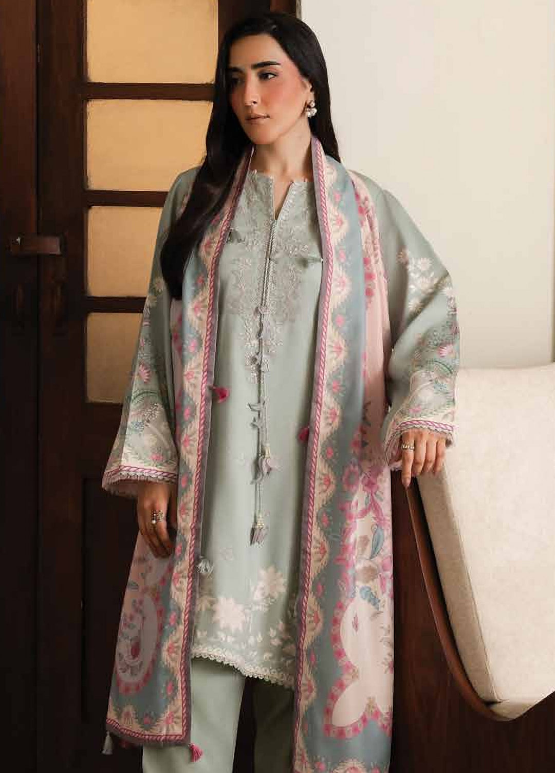 Bellini by Seran Unstitched Embroidered Corduroy 3 Piece Suit SN26UBW Nelle D-05 - Winter Collection