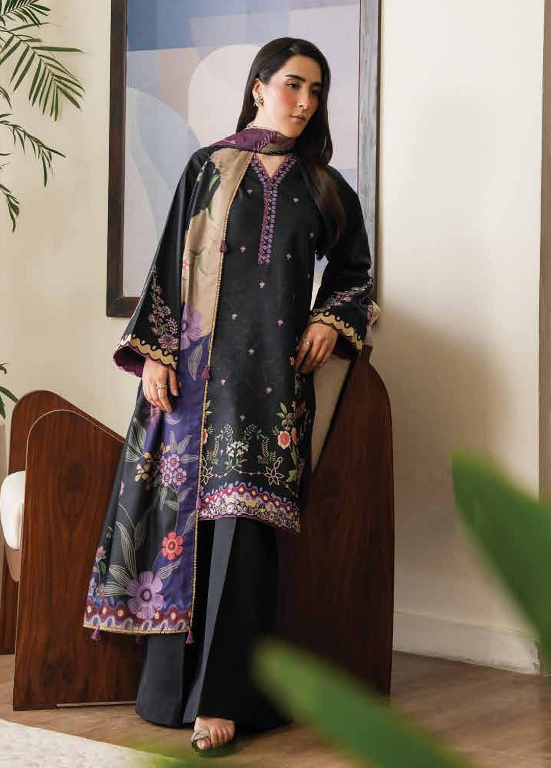Bellini by Seran Unstitched Embroidered Khaddar 3 Piece Suit SN26UBW Nivelle D-04 - Winter Collection