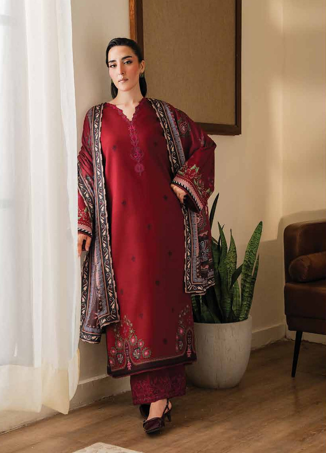 Bellini by Seran Unstitched Printed Khaddar 3 Piece Suit SN26UBW Varelle D-12 - Winter Collection