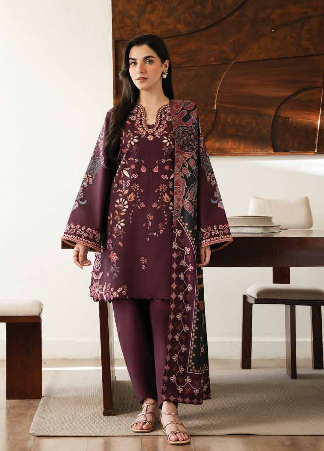 Bellini by Seran Unstitched Printed Viscose 3 Piece Suit SN26UBW Zairel D-03 - Winter Collection