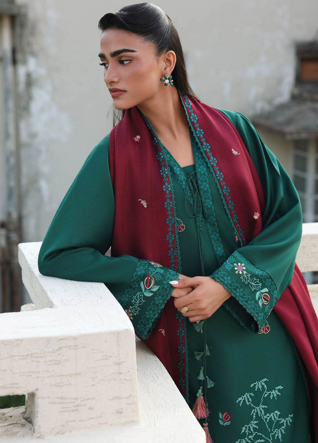 The Heirloom by Seran Unstitched Embroidered Herringbone 3 Piece Suit SN26UTH Elvara D-04 - Casual Collection