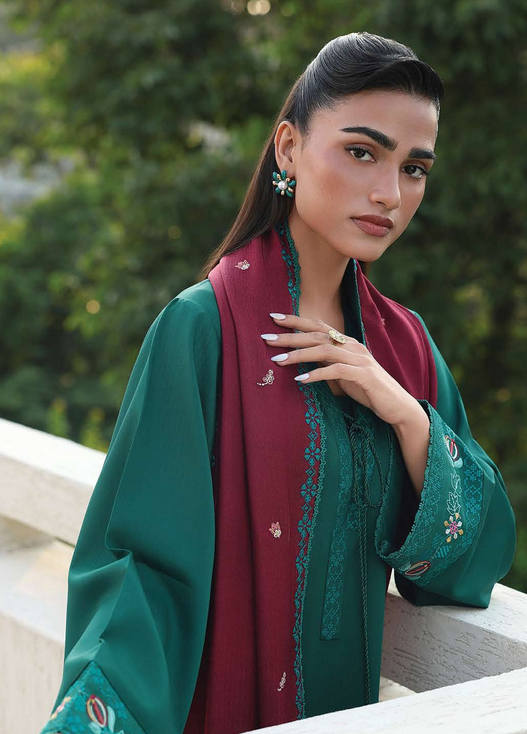 The Heirloom by Seran Unstitched Embroidered Herringbone 3 Piece Suit SN26UTH Elvara D-04 - Casual Collection