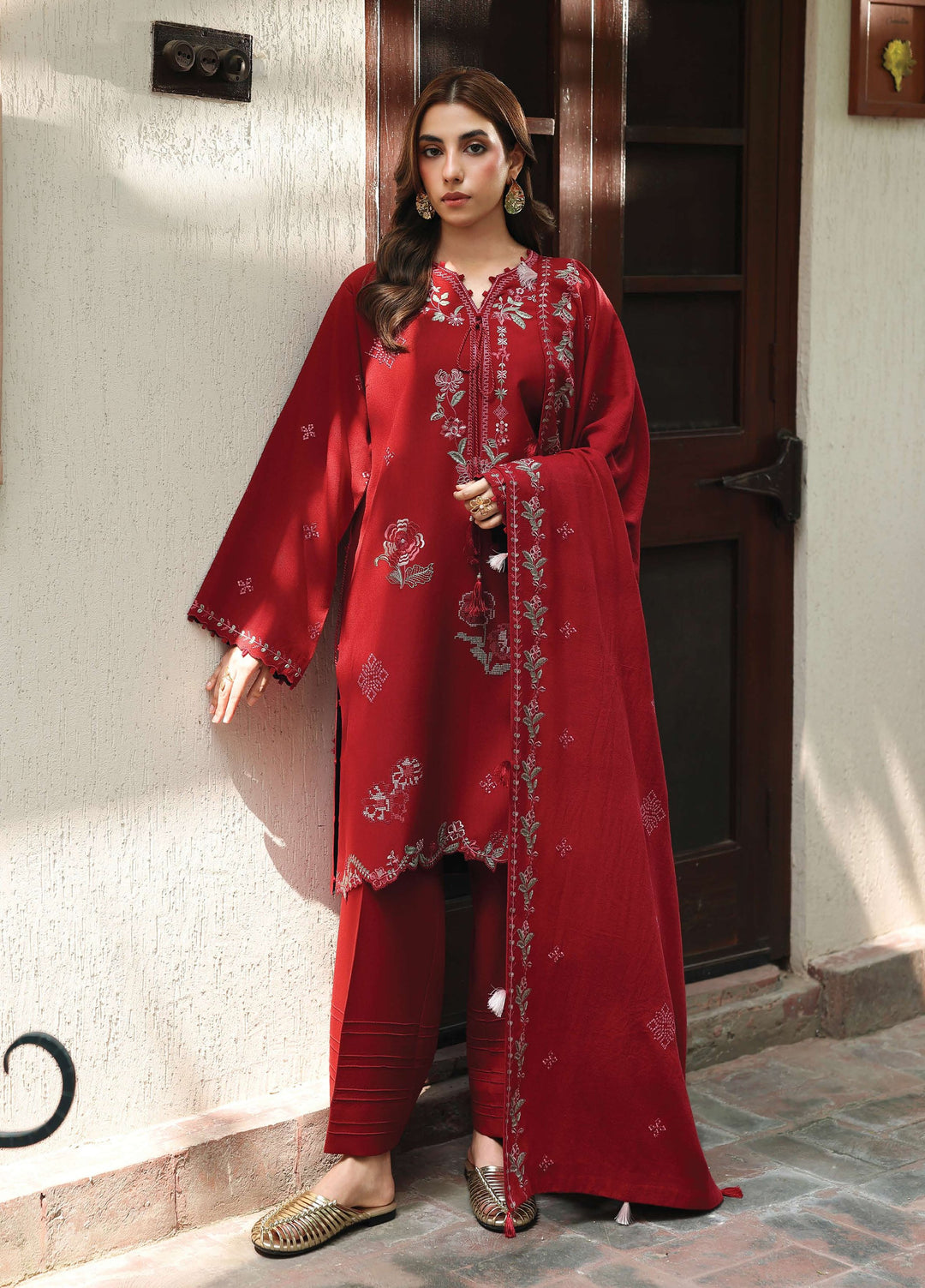 The Heirloom by Seran Unstitched Embroidered Herringbone 3 Piece Suit SN26UTH Senna D-10 - Casual Collection