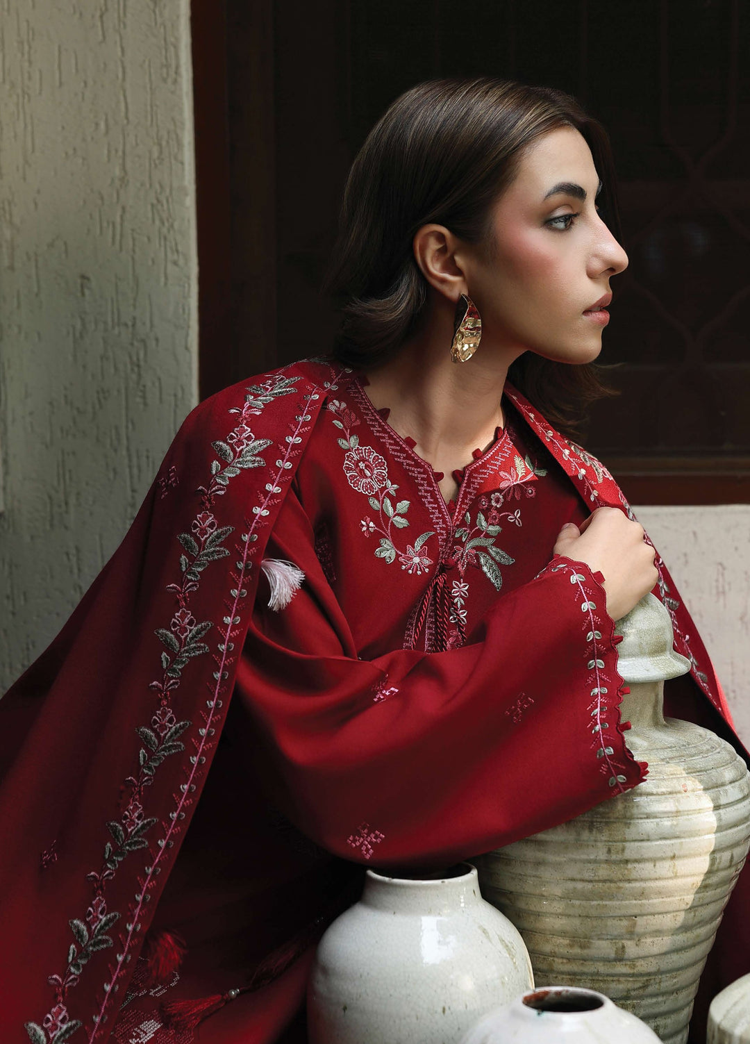 The Heirloom by Seran Unstitched Embroidered Herringbone 3 Piece Suit SN26UTH Senna D-10 - Casual Collection