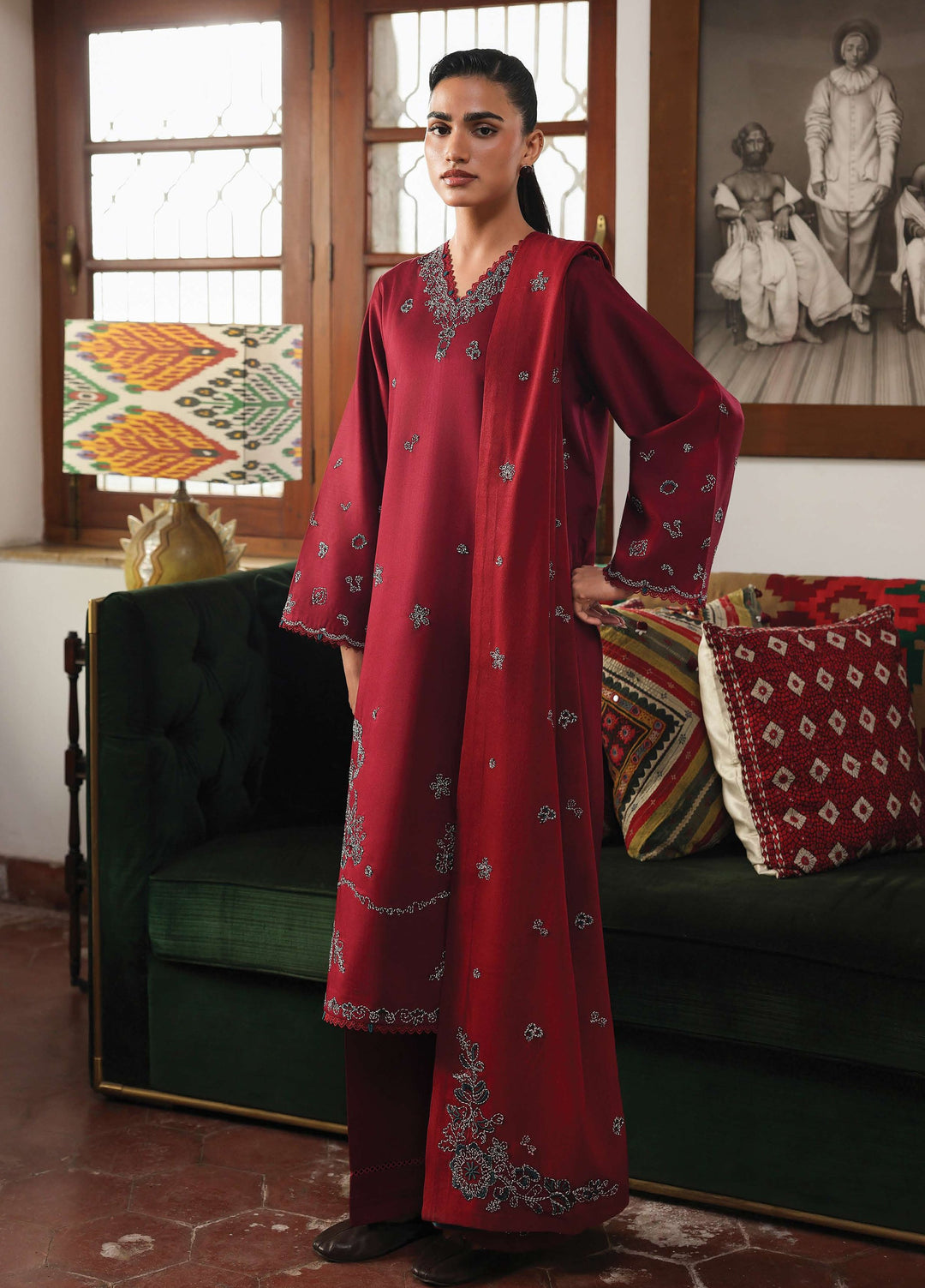 The Heirloom by Seran Unstitched Embroidered Herringbone 3 Piece Suit SN26UTH Sorelle D-02 - Casual Collection