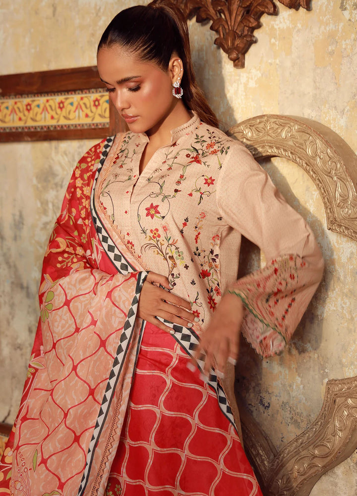 Elara by Sahar Embroidered Cambric Suits Unstitched 3 Piece SHR25EP Serene Coral - Winter Collection