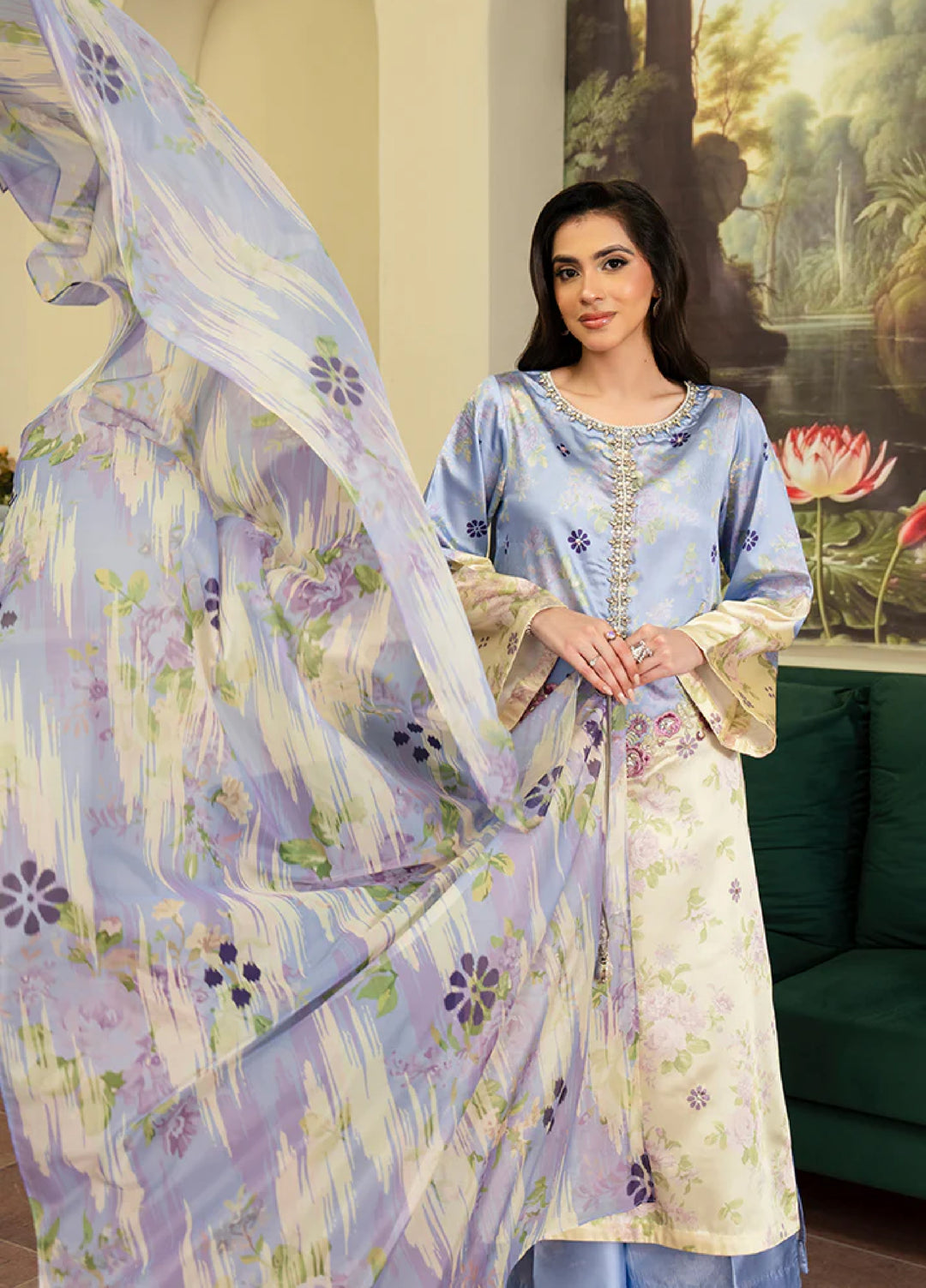 Celeste by Imrozia Pret Hand work Shamooz Silk 3 Piece SP-104 Siellar