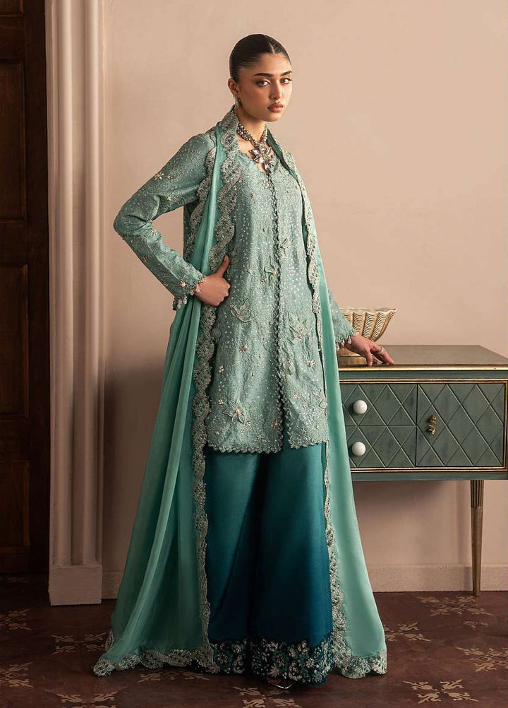 Royal Lumiere by Sadaf Fawad Unstitched Embroidered Raw Silk 3 Piece Suit AQUA ECLAT - Festive Collection