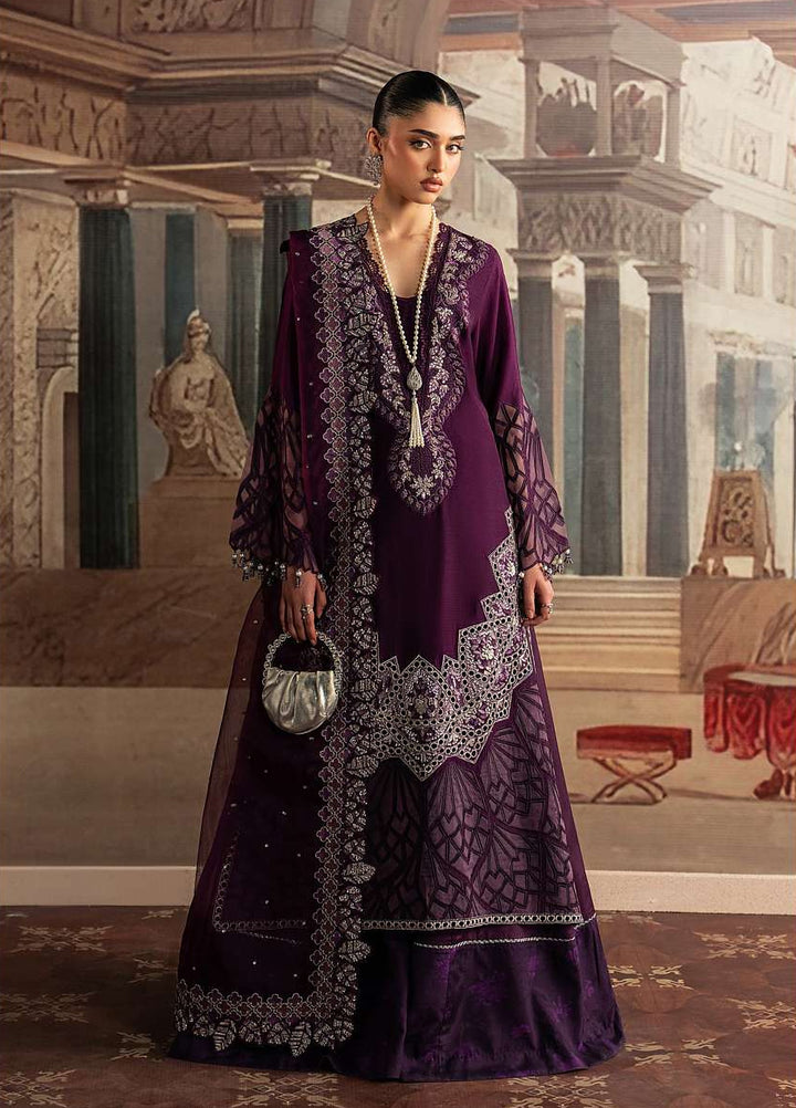 Royal Lumiere by Sadaf Fawad Unstitched Embroidered Raw Silk 3 Piece Suit BANAFSH - Festive Collection