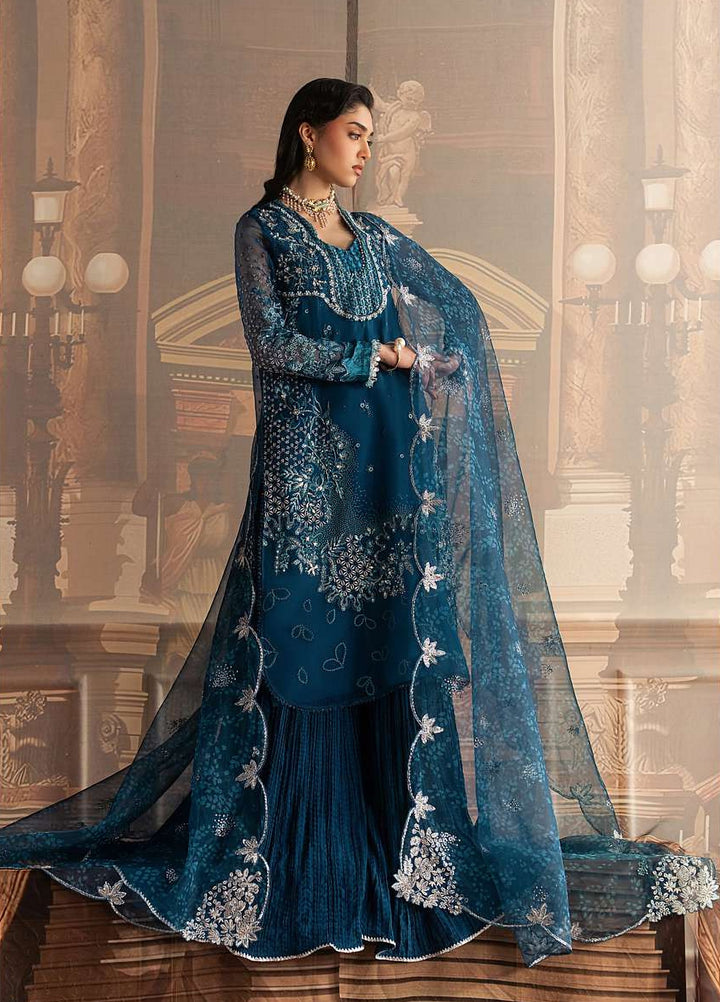 Royal Lumiere by Sadaf Fawad Unstitched Embroidered Organza 3 Piece Suit MARINE ELAN - Festive Collection