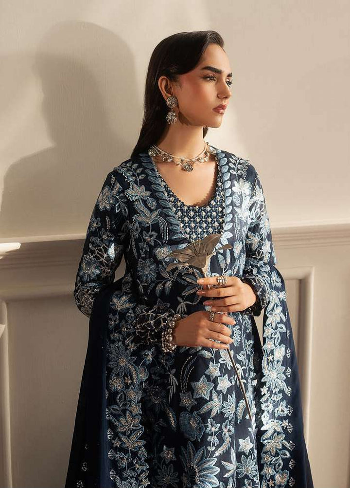 Royal Lumiere by Sadaf Fawad Unstitched Embroidered Raw Silk 3 Piece Suit NOOR BLEU - Festive Collection