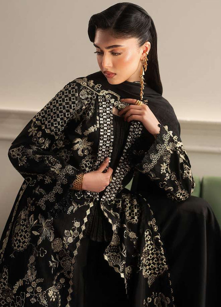 Royal Lumiere by Sadaf Fawad Unstitched Embroidered Raw Silk 3 Piece Suit SIAH GOLZAR - Festive Collection