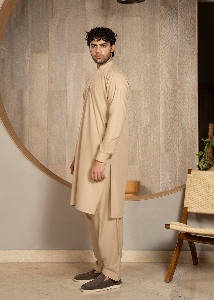 Buraq Men RTW Solids Wash N Wear Kurta Shalwar Suit Skin Casual Collection