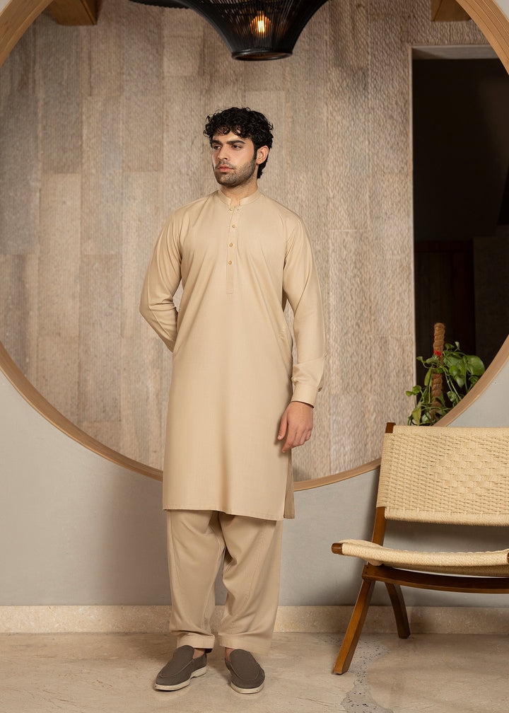 Buraq Men RTW Solids Wash N Wear Kurta Shalwar Suit Skin Casual Collection
