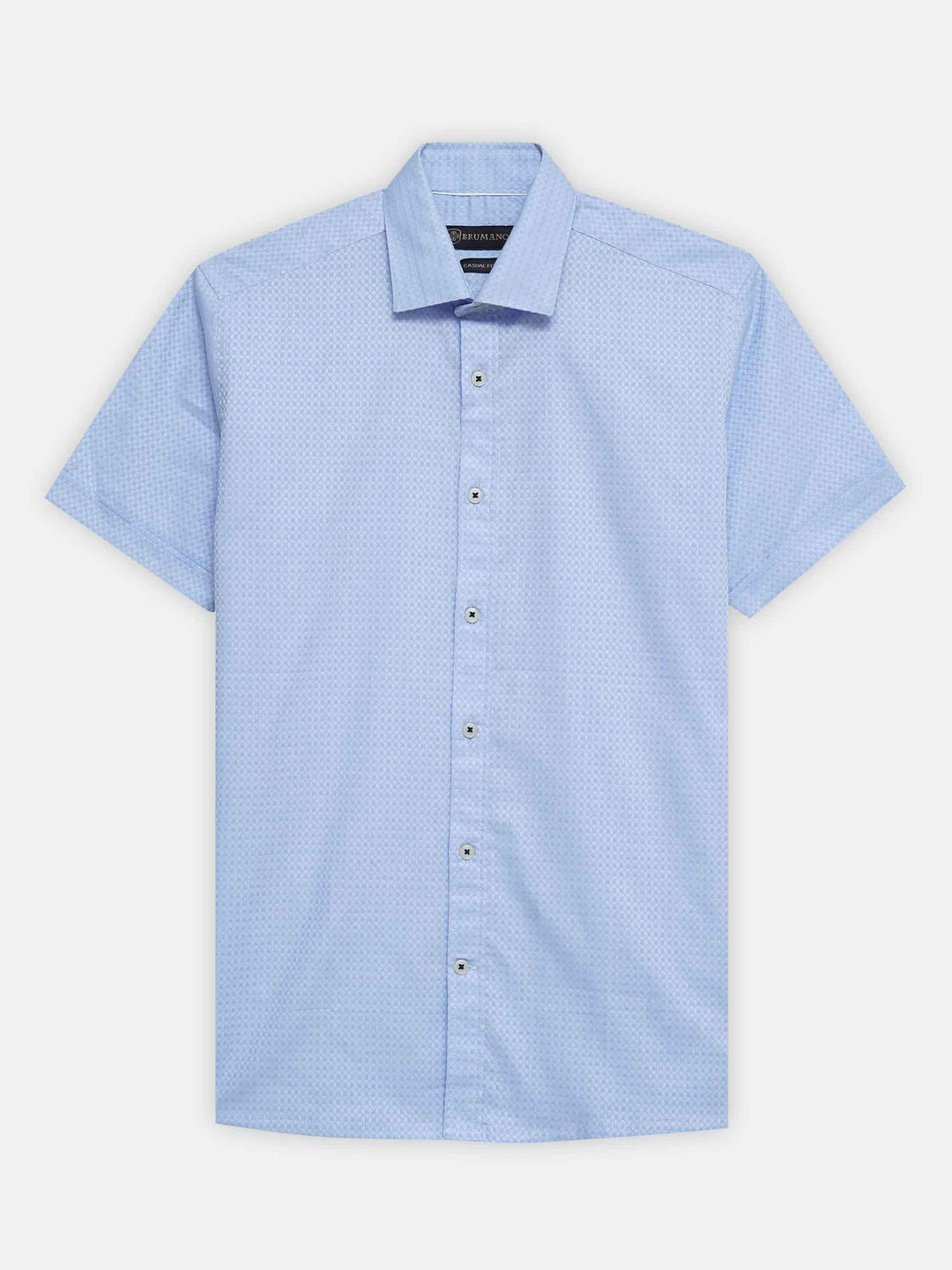 Brumano Mens RTW Solids Cotton Shirt Sky Blue Patterned Western Collection