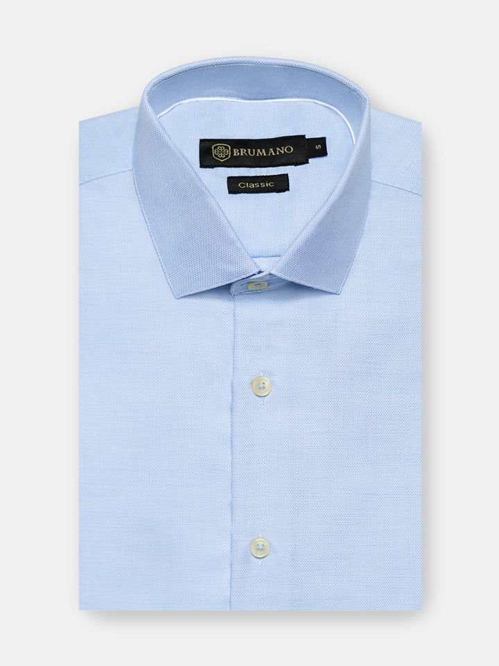 Brumano Ready To Wear Shirts Men 1 Piece Cotton Sky Blue Dobby Structured Formal Shirt 0-31-025-3355 - Summer Collection