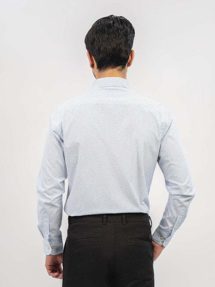 Brumano Ready To Wear Shirts Men 1 Piece Cotton Sky Blue Floral Printed Button Down Shirt 0-32-024-2477 - Summer Collection