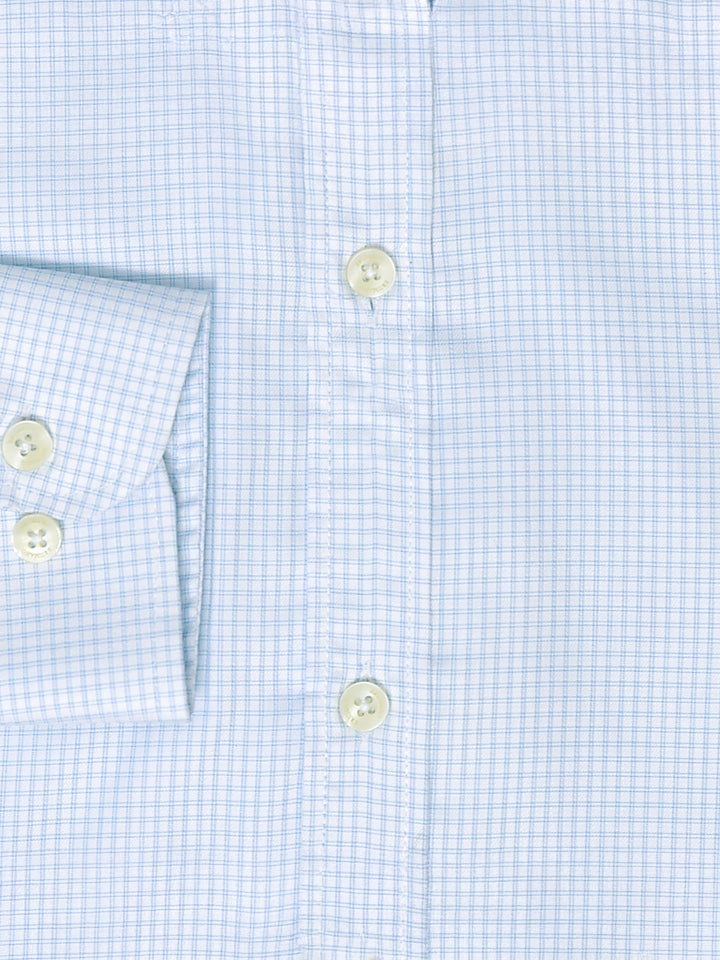 Brumano Ready To Wear Shirts Men 1 Piece Cotton Sky Blue Gingham Button Down Shirt Luxe 0-32-025-1133 - Summer Collection