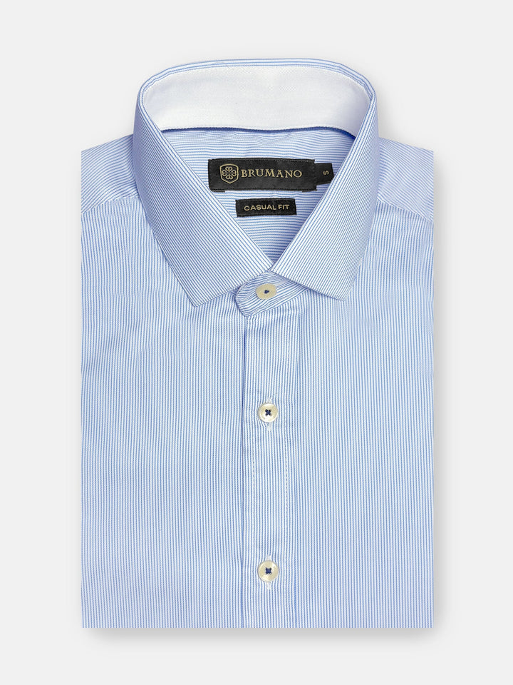 Brumano Ready To Wear Shirts Men 1 Piece Cotton Sky Blue Striped Formal Shirt 0-31-025-4465 - Summer Collection