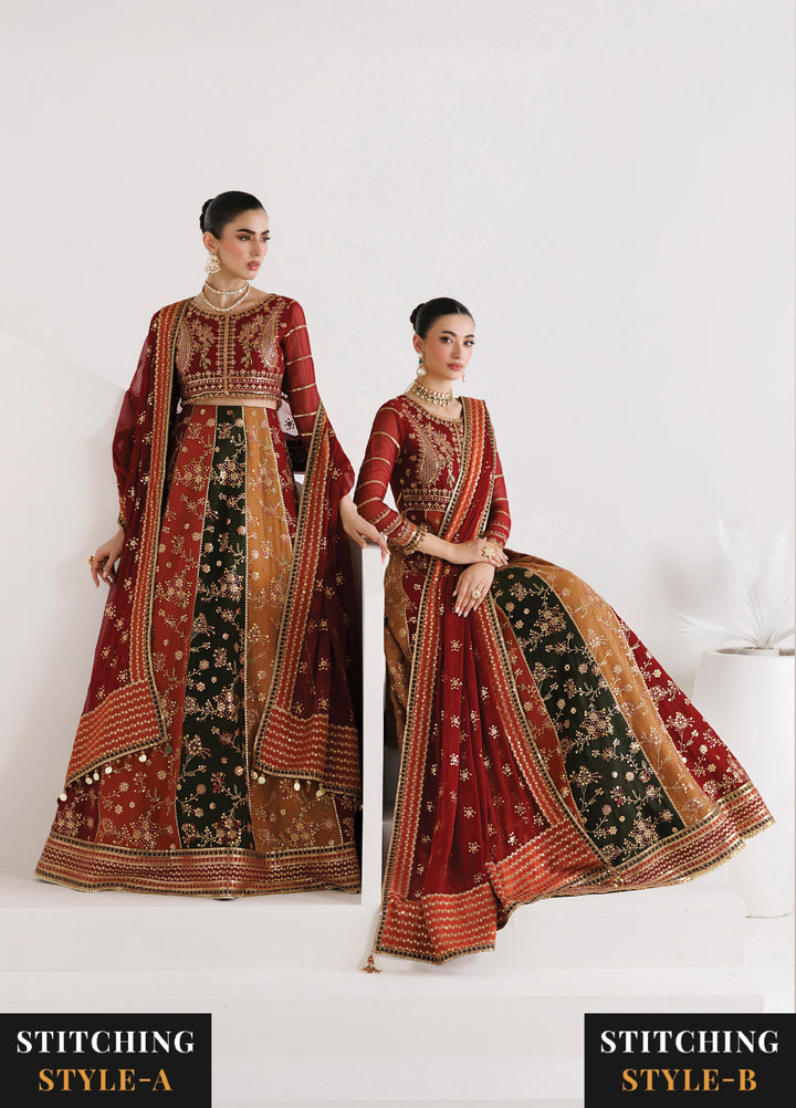 La Ruhe By Alizeh Fashion Unstitched Embroidered Chiffon 3 Piece Suit AF26URW AF-CH-2263-CRYSTAL - Wedding Collection