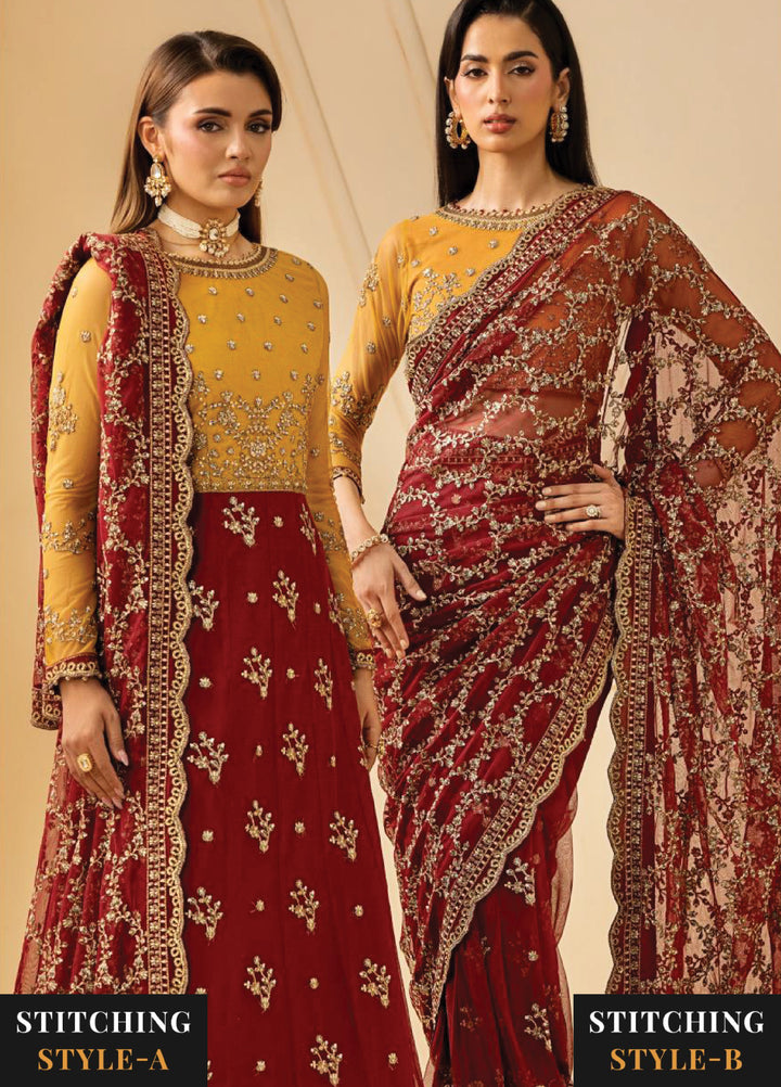 Riwayat by Zarif Unstitched Embroidered Net 4 Piece Suit ZR26URN ZRF-RC-08 ASTRA - Festive Collection