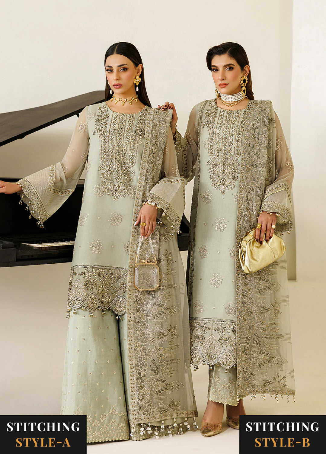 Aymal by Alizeh Fashion Handcrafted Unstitched Embroidered Chiffon 3 Pcs Suit AF26UAC 04-JAVI - Festive Collection